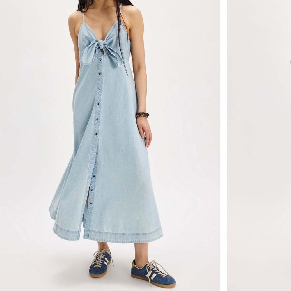 NWT Free People Via Denim Midi Dress, XS